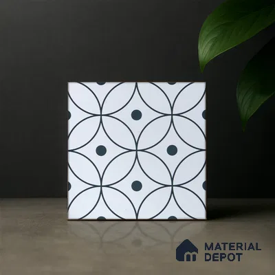 Subway Moroccan Wall & Floor Tile TL 05256 Zen Ring Squint White 8 x 8 inch Vitrified Matte Finish - 8 mm | Suitable for Accent / Feature Walls, Bathroom, Kitchen Wall & Backsplashes | Please Expect a Slight Variation of Pattern