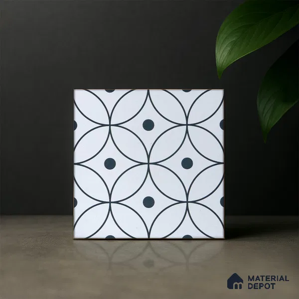 Subway Moroccan Wall & Floor Tile TL 05256 Zen Ring Squint White 8 x 8 inch Vitrified Matte Finish - 8 mm | Suitable for Accent / Feature Walls, Bathroom, Kitchen Wall & Backsplashes | Please Expect a Slight Variation of Pattern