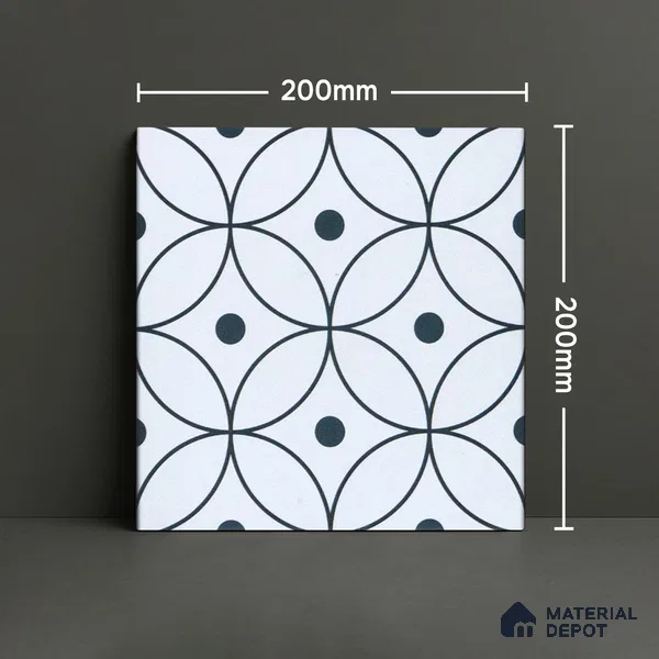 Subway Moroccan Wall & Floor Tile TL 05256 Zen Ring Squint White 8 x 8 inch Vitrified Matte Finish - 8 mm | Suitable for Accent / Feature Walls, Bathroom, Kitchen Wall & Backsplashes | Please Expect a Slight Variation of Pattern