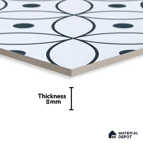 Subway Moroccan Wall & Floor Tile TL 05256 Zen Ring Squint White 8 x 8 inch Vitrified Matte Finish - 8 mm | Suitable for Accent / Feature Walls, Bathroom, Kitchen Wall & Backsplashes | Please Expect a Slight Variation of Pattern