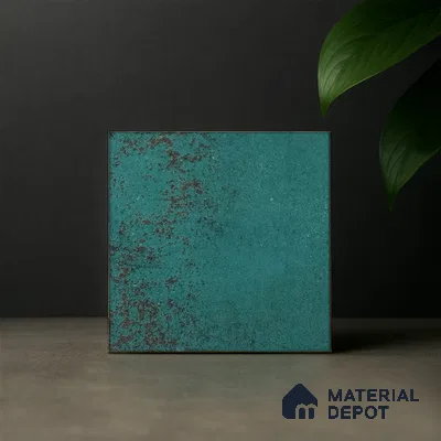 Subway Rustic Wall Tile TL 05260 B Riviera Cloud Rustic Green 8 x 8 inch Vitrified Matte Finish - 8 mm | 15 Random Faces | Suitable for Living Room, Accent / Feature Walls, Bathroom, Kitchen Wall & Backsplashes (Sample)