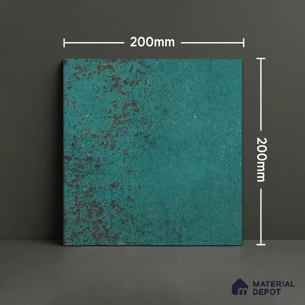 Subway Rustic Wall Tile TL 05260 B Riviera Cloud Rustic Green 8 x 8 inch Vitrified Matte Finish - 8 mm | 15 Random Faces | Suitable for Living Room, Accent / Feature Walls, Bathroom, Kitchen Wall & Backsplashes (Sample)