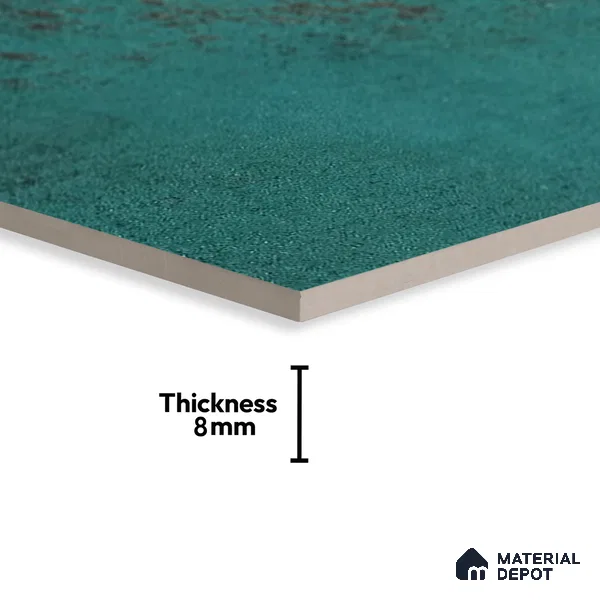 Subway Rustic Wall Tile TL 05260 B Riviera Cloud Rustic Green 8 x 8 inch Vitrified Matte Finish - 8 mm | 15 Random Faces | Suitable for Living Room, Accent / Feature Walls, Bathroom, Kitchen Wall & Backsplashes (Sample)