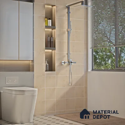 Subway Rustic Wall & Floor Tile TL 05260 C Riviera Cloud Rustic Cream 8 x 8 inch Vitrified Matte Finish - 8 mm | 15 Random Faces | Suitable for Accent / Feature Walls, Bathroom, Kitchen Wall & Backsplashes | Please Expect a Slight Variation of Pattern (Sample)