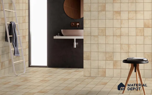 Subway Rustic Wall & Floor Tile TL 05260 C Riviera Cloud Rustic Cream 8 x 8 inch Vitrified Matte Finish - 8 mm | 15 Random Faces | Suitable for Accent / Feature Walls, Bathroom, Kitchen Wall & Backsplashes | Please Expect a Slight Variation of Pattern (Sample)