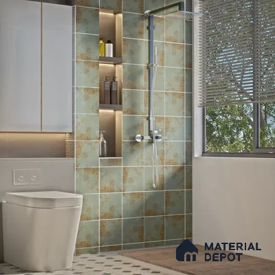 Subway Rustic Wall & Floor Tile TL 05260 D Riviera Cloud Rustic Blue 8 x 8 inch Vitrified Matte Finish - 8 mm | 15 Random Faces | Suitable for Accent / Feature Walls, Bathroom, Kitchen Wall & Backsplashes | Please Expect a Slight Variation of Pattern