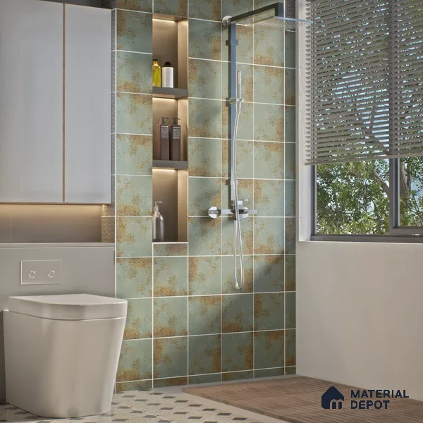 Subway Rustic Wall & Floor Tile TL 05260 D Riviera Cloud Rustic Blue 8 x 8 inch Vitrified Matte Finish - 8 mm | 15 Random Faces | Suitable for Accent / Feature Walls, Bathroom, Kitchen Wall & Backsplashes | Please Expect a Slight Variation of Pattern