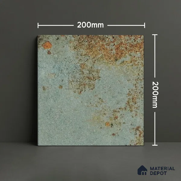 Subway Rustic Wall & Floor Tile TL 05260 D Riviera Cloud Rustic Blue 8 x 8 inch Vitrified Matte Finish - 8 mm | 15 Random Faces | Suitable for Accent / Feature Walls, Bathroom, Kitchen Wall & Backsplashes | Please Expect a Slight Variation of Pattern