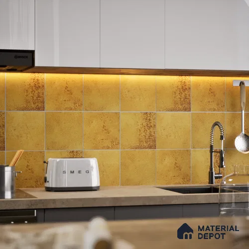 Subway Rustic Wall & Floor Tile TL 05260 E Riviera Cloud Rustic Beige 8 x 8 inch Vitrified Matte Finish - 8 mm | 15 Random Faces | Suitable for Accent / Feature Walls, Bathroom, Kitchen Wall & Backsplashes | Please Expect a Slight Variation of Pattern