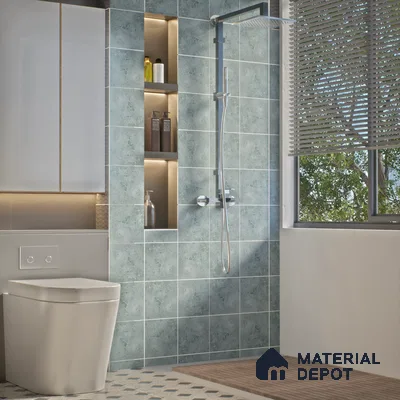 Subway Rustic Wall & Floor Tile TL 05260 Riviera Cloud Rustic Grey 8 x 8 inch Vitrified Matte Finish - 8 mm | 15 Random Faces | Suitable for Accent / Feature Walls, Bathroom, Kitchen Wall & Backsplashes | Please Expect a Slight Variation of Pattern (Sample)