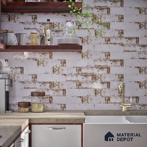 Subway Rustic Wall Tile TL 05229 B Shynist Rustic Mystix 12 x 3 inch Vitrified Glossy Finish - 8 mm | 16 Random Faces | Suitable for Accent / Feature Walls, Bathroom, Kitchen Wall & Backsplashes