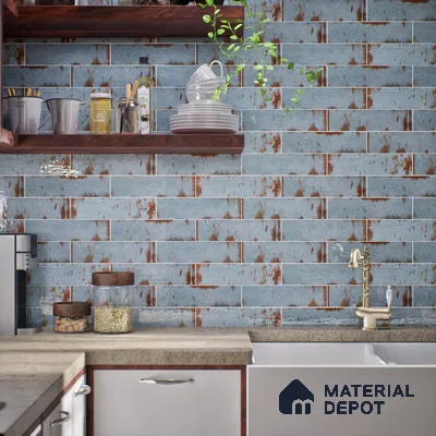 Subway Rustic Wall Tile TL 05229 C Shynist Rustic Petals 12 x 3 inch Vitrified Glossy Finish - 8 mm | 16 Random Faces | Suitable for Accent / Feature Walls, Bathroom, Kitchen Wall & Backsplashes (Sample)