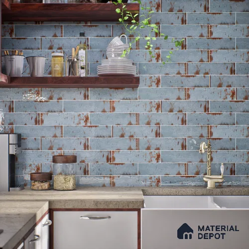Subway Rustic Wall Tile TL 05229 C Shynist Rustic Petals 12 x 3 inch Vitrified Glossy Finish - 8 mm | 16 Random Faces | Suitable for Accent / Feature Walls, Bathroom, Kitchen Wall & Backsplashes