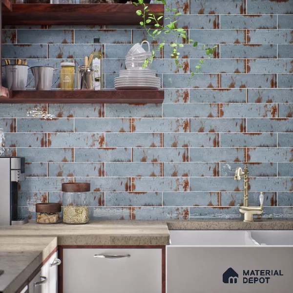 Subway Rustic Wall Tile TL 05229 C Shynist Rustic Petals 12 x 3 inch Vitrified Glossy Finish - 8 mm | 16 Random Faces | Suitable for Accent / Feature Walls, Bathroom, Kitchen Wall & Backsplashes (Sample)