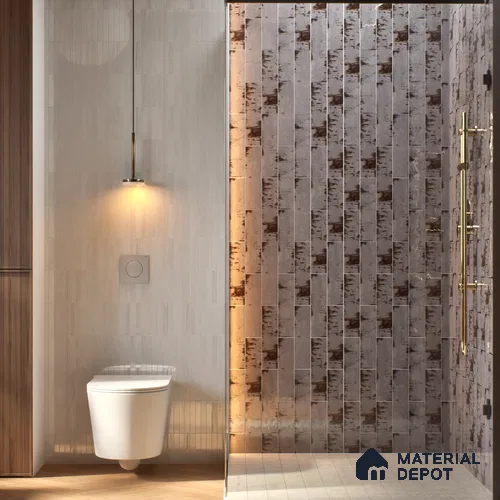 Subway Rustic Wall Tile TL 05229 D Shynist Rustic Smoke 12 x 3 inch Vitrified Glossy Finish - 8 mm | 16 Random Faces | Suitable for Accent / Feature Walls, Bathroom, Kitchen Wall & Backsplashes
