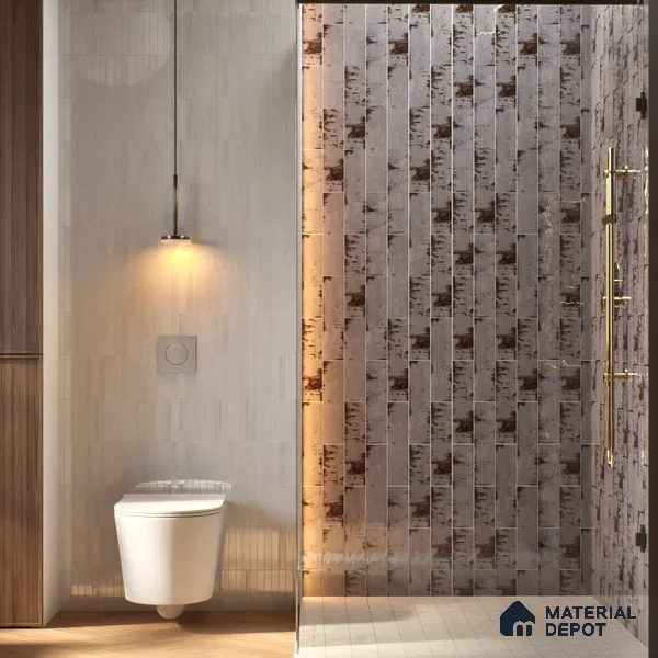 Subway Rustic Wall Tile TL 05229 D Shynist Rustic Smoke 12 x 3 inch Vitrified Glossy Finish - 8 mm | 16 Random Faces | Suitable for Accent / Feature Walls, Bathroom, Kitchen Wall & Backsplashes (Sample)
