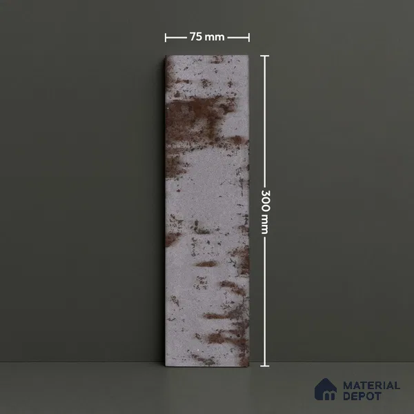 Subway Rustic Wall Tile TL 05229 D Shynist Rustic Smoke 12 x 3 inch Vitrified Glossy Finish - 8 mm | 16 Random Faces | Suitable for Accent / Feature Walls, Bathroom, Kitchen Wall & Backsplashes (Sample)