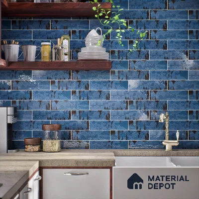 Subway Rustic Wall Tile TL 05229 Shynist Rustic Marvello 12 x 3 inch Vitrified Glossy Finish - 8 mm | 16 Random Faces | Suitable for Accent / Feature Walls, Bathroom, Kitchen Wall & Backsplashes (Sample)