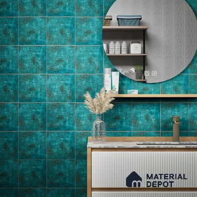 Subway Rustic Wall & Floor Tile TL 05251 B Tropezia Ocean Blue 8 x 8 inch Vitrified Glossy Finish - 8 mm | Random Design | Suitable for Accent / Feature Walls, Bathroom, Kitchen Wall & Backsplashes | Please Expect a Slight Variation of Pattern