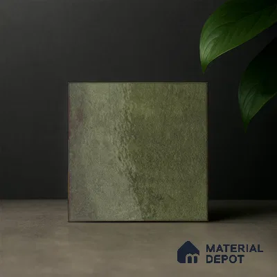 Subway Rustic Wall & Floor Tile TL 05251 C Tropezia Carribbean Green 8 x 8 inch Vitrified Glossy Finish - 8 mm | Random Design | Suitable for Accent / Feature Walls, Bathroom, Kitchen Wall & Backsplashes | Please Expect a Slight Variation of Pattern (Sample)
