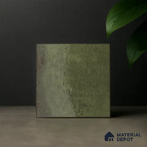 Subway Rustic Wall & Floor Tile TL 05251 C Tropezia Carribbean Green 8 x 8 inch Vitrified Glossy Finish - 8 mm | Random Design | Suitable for Accent / Feature Walls, Bathroom, Kitchen Wall & Backsplashes | Please Expect a Slight Variation of Pattern