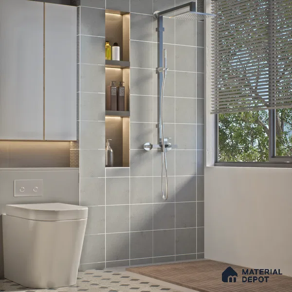 Subway Rustic Wall & Floor Tile TL 05251 D Tropezia Snow White 8 x 8 inch Vitrified Glossy Finish - 8 mm | Random Design | Suitable for Accent / Feature Walls, Bathroom, Kitchen Wall & Backsplashes | Please Expect a Slight Variation of Pattern