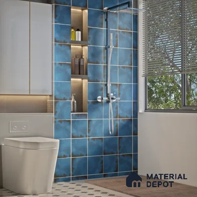Subway Rustic Wall & Floor Tile TL 05251 E Tropezia Mix Hazel 8 x 8 inch Vitrified Glossy Finish - 8 mm | Random Design | Suitable for Accent / Feature Walls, Bathroom, Kitchen Wall & Backsplashes | Please Expect a Slight Variation of Pattern (Sample)