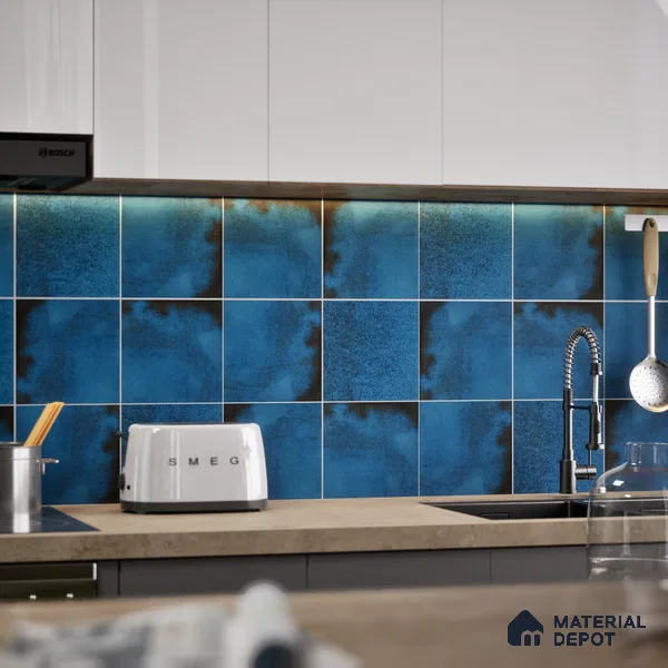 Subway Rustic Wall & Floor Tile TL 05251 E Tropezia Mix Hazel 8 x 8 inch Vitrified Glossy Finish - 8 mm | Random Design | Suitable for Accent / Feature Walls, Bathroom, Kitchen Wall & Backsplashes | Please Expect a Slight Variation of Pattern (Sample)