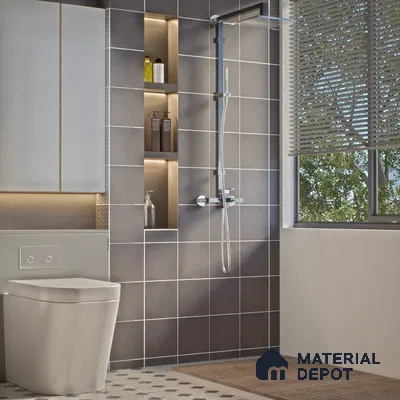 Subway Solid Wall & Floor Tile TL 05270 C Lava Plain Grigio 8 x 8 inch Vitrified Matte Finish - 8 mm | 32 Random Faces | Suitable for Accent / Feature Walls, Bathroom, Kitchen Wall & Backsplashes | Please Expect a Slight Variation of Pattern