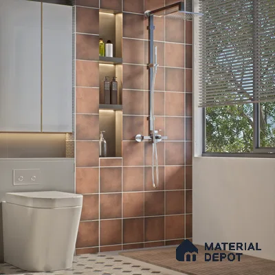 Subway Solid Wall & Floor Tile TL 05270 D Lava Plain Brownie 8 x 8 inch Vitrified Matte Finish - 8 mm | Suitable for Accent / Feature Walls, Bathroom, Kitchen Wall & Backsplashes | Please Expect a Slight Variation of Pattern (Sample)