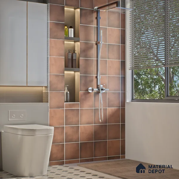 Subway Solid Wall & Floor Tile TL 05270 D Lava Plain Brownie 8 x 8 inch Vitrified Matte Finish - 8 mm | Suitable for Accent / Feature Walls, Bathroom, Kitchen Wall & Backsplashes | Please Expect a Slight Variation of Pattern (Sample)