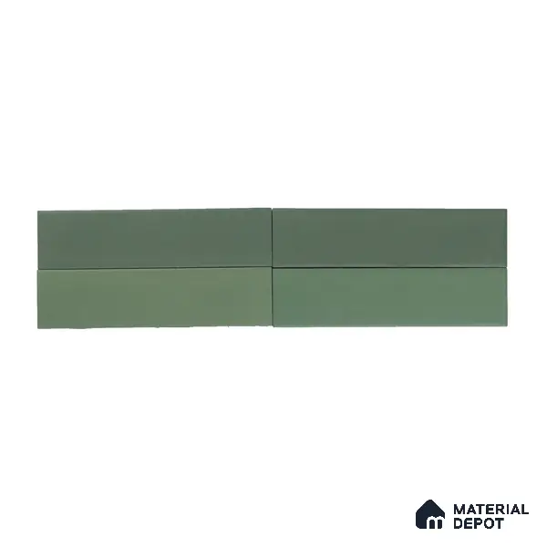 Subway Solid Wall Tile TL 05230 B Sheen Fern Olive 12 x 3 inch Vitrified Matte Finish - 8 mm | 21 Random Faces | Suitable for Accent / Feature Walls, Bathroom, Kitchen Wall & Backsplashes