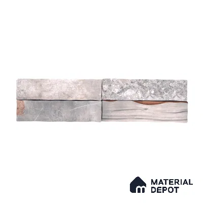 Subway Stone Wall & Floor Tile TL 05231 Curve Edge Cemento Grey 12 x 3 inch Vitrified Matte Finish - 8 mm | 32 Random Faces | Suitable for Accent / Feature Walls, Bathroom, Kitchen Wall & Backsplashes