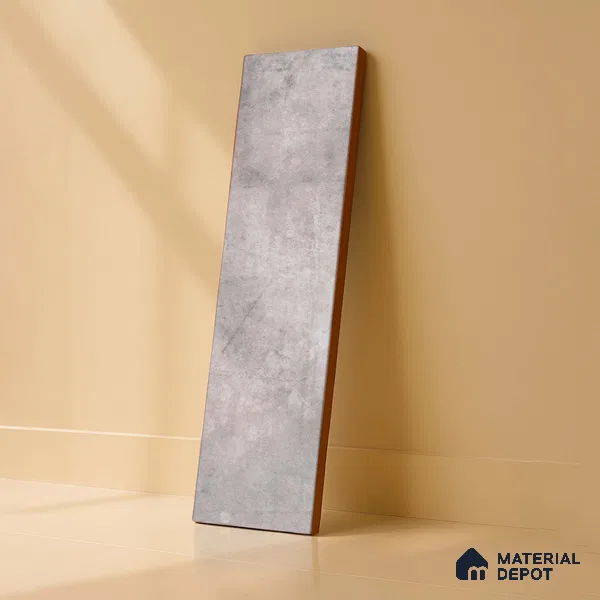Subway Stone Wall & Floor Tile TL 05231 Curve Edge Cemento Grey 12 x 3 inch Vitrified Matte Finish - 8 mm | 32 Random Faces | Suitable for Accent / Feature Walls, Bathroom, Kitchen Wall & Backsplashes