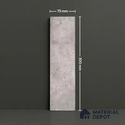 Subway Stone Wall & Floor Tile TL 05231 Curve Edge Cemento Grey 12 x 3 inch Vitrified Matte Finish - 8 mm | 32 Random Faces | Suitable for Accent / Feature Walls, Bathroom, Kitchen Wall & Backsplashes