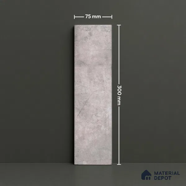 Subway Stone Wall & Floor Tile TL 05231 Curve Edge Cemento Grey 12 x 3 inch Vitrified Matte Finish - 8 mm | 32 Random Faces | Suitable for Accent / Feature Walls, Bathroom, Kitchen Wall & Backsplashes