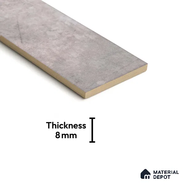 Subway Stone Wall & Floor Tile TL 05231 Curve Edge Cemento Grey 12 x 3 inch Vitrified Matte Finish - 8 mm | 32 Random Faces | Suitable for Accent / Feature Walls, Bathroom, Kitchen Wall & Backsplashes