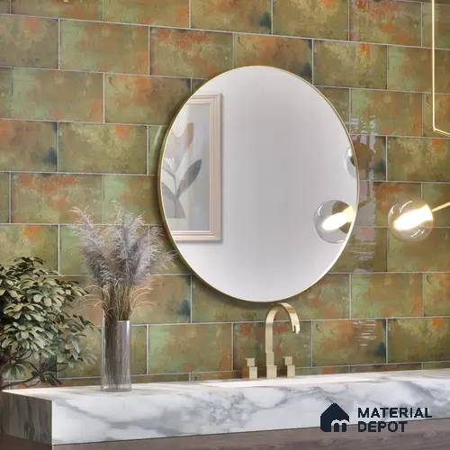 Subway Stone Wall Tile TL 05239 C Relics Mint 12 x 6 inch Vitrified Glossy Finish - 8 mm | 56 Random Faces | Suitable for Accent / Feature Walls, Bathroom, Kitchen Wall & Backsplashes