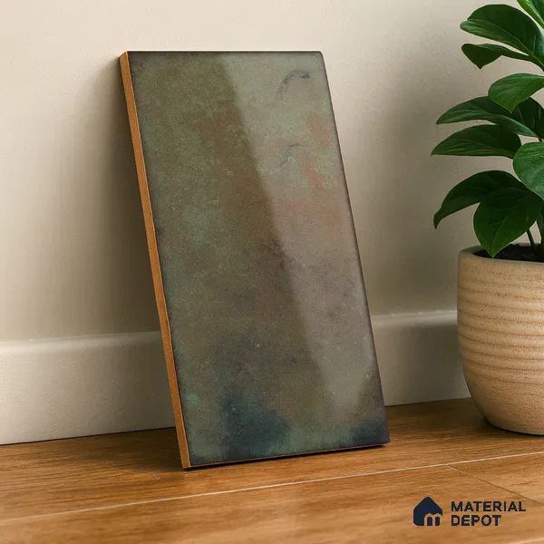 Subway Stone Wall Tile TL 05239 C Relics Mint 12 x 6 inch Vitrified Glossy Finish - 8 mm | 56 Random Faces | Suitable for Accent / Feature Walls, Bathroom, Kitchen Wall & Backsplashes (Sample)