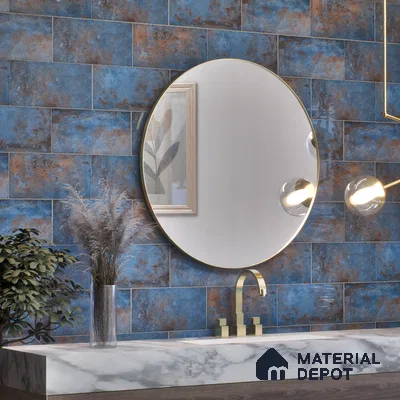 Subway Stone Wall Tile TL 05239 Relics River Blue 12 x 6 inch Vitrified Glossy Finish - 8 mm | 56 Random Faces | Suitable for Accent / Feature Walls, Bathroom, Kitchen Wall & Backsplashes (Sample)