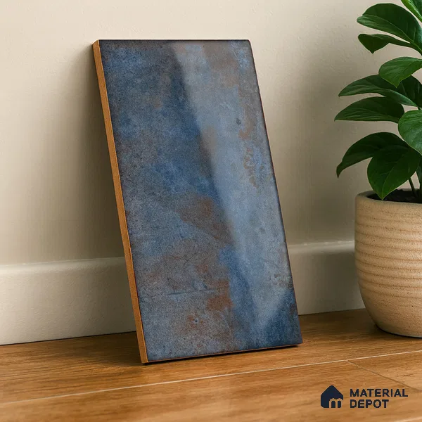 Subway Stone Wall Tile TL 05239 Relics River Blue 12 x 6 inch Vitrified Glossy Finish - 8 mm | 56 Random Faces | Suitable for Accent / Feature Walls, Bathroom, Kitchen Wall & Backsplashes (Sample)