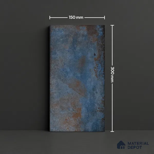 Subway Stone Wall Tile TL 05239 Relics River Blue 12 x 6 inch Vitrified Glossy Finish - 8 mm | 56 Random Faces | Suitable for Accent / Feature Walls, Bathroom, Kitchen Wall & Backsplashes (Sample)