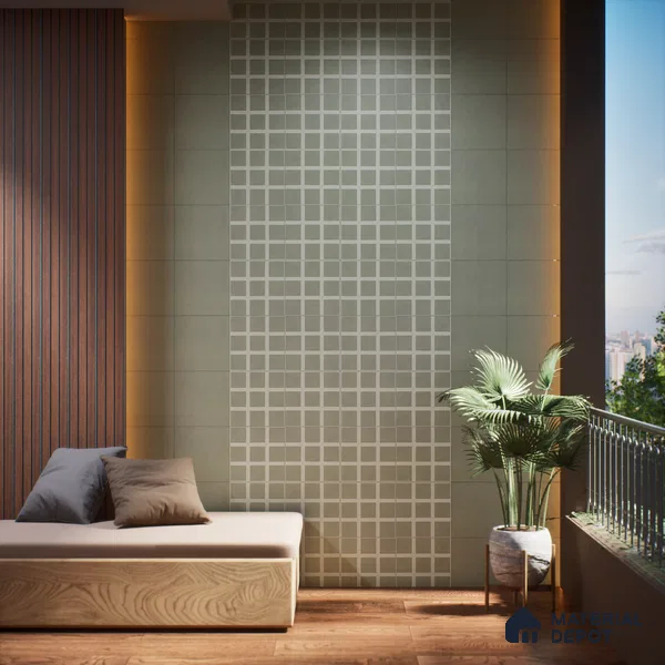 Moroccan Wall & Floor Tile TL 06047 B Doric Sage Decor 200 x 200 mm Vitrified Matte Finish - 9 mm | Ideal For Living Room, Bathroom, Kitchen | 2 mm Spacer is Mandatory | Please Expect a Slight Variation of Pattern (Sample)