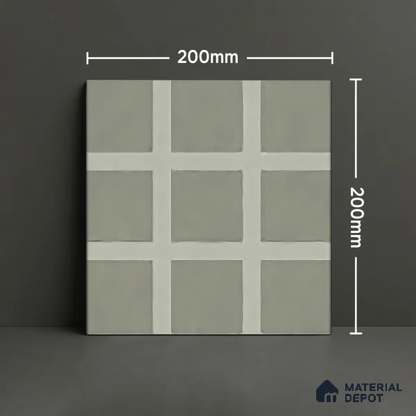 Moroccan Wall & Floor Tile TL 06047 B Doric Sage Decor 200 x 200 mm Vitrified Matte Finish - 9 mm | Ideal For Living Room, Bathroom, Kitchen | 2 mm Spacer is Mandatory | Please Expect a Slight Variation of Pattern (Sample)