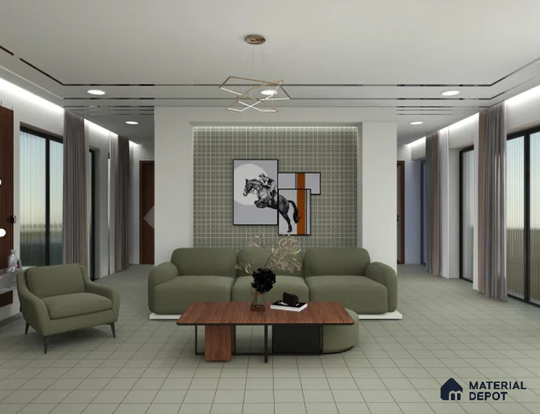 Subway Wall & Floor Tile TL 06047 Doric Sage Plain 200 x 200 mm Vitrified Matte Finish - 9 mm | Ideal For Bathroom, Kitchen | 2 mm Spacer is Mandatory | Please Expect a Slight Variation of Pattern (Sample)