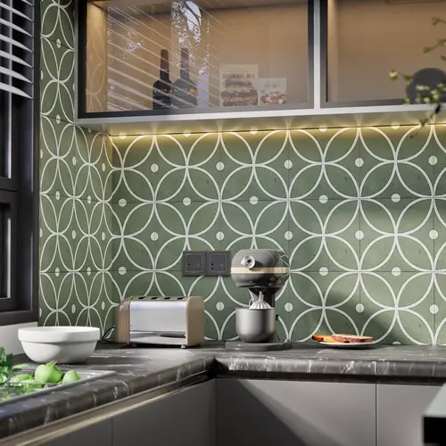 Moroccan Wall & Floor Tile TL 06054 B Greek Decor 200 x 200 mm Vitrified Matte Finish - 9 mm | Ideal For Living Room, Bathroom, Kitchen | 2 mm Spacer is Mandatory | Please Expect a Slight Variation of Pattern