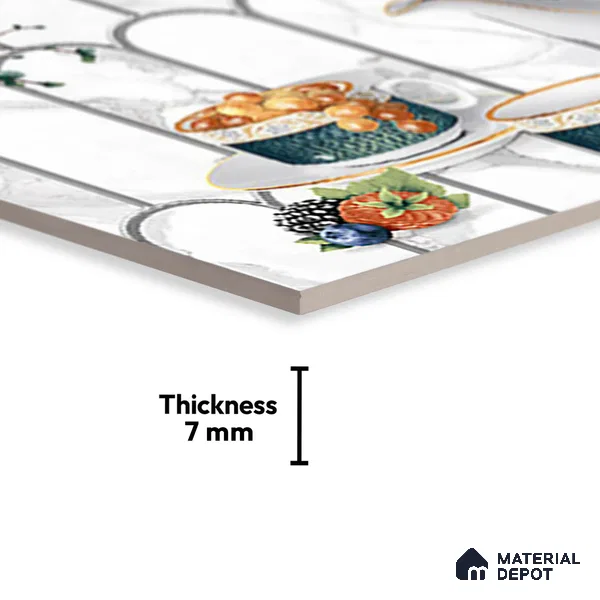 Patterned Tile TL 06242 C 5021 K1 18 x 12 inch Ceramic Glossy Finish - 7 mm
