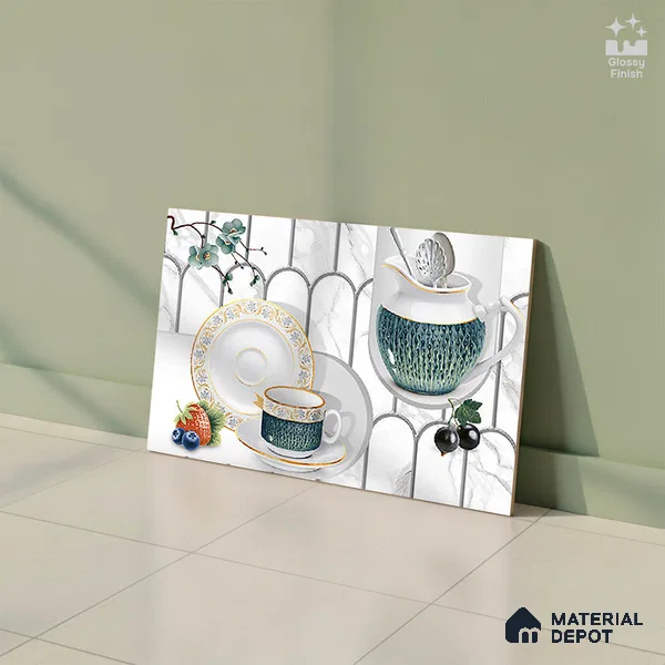 Patterned Tile TL 06242 D 5021 K2 18 x 12 inch Ceramic Glossy Finish - 7 mm