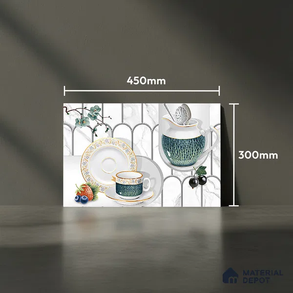 Patterned Tile TL 06242 D 5021 K2 18 x 12 inch Ceramic Glossy Finish - 7 mm