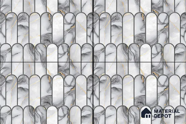 Patterned Wall Tile  TL 06243  18 x 12 inch - Ceramic Glossy Finish -7 mm  | Suitable for Kitchen